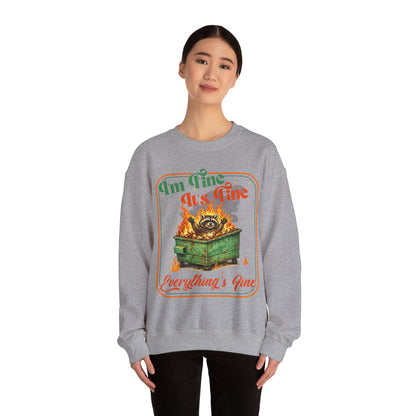 Retro dumpster fire crewneck, it's fine vintage premium unisex crewneck sweatshirt, heavy blend sweater, mothersdaygift, first time mom gift