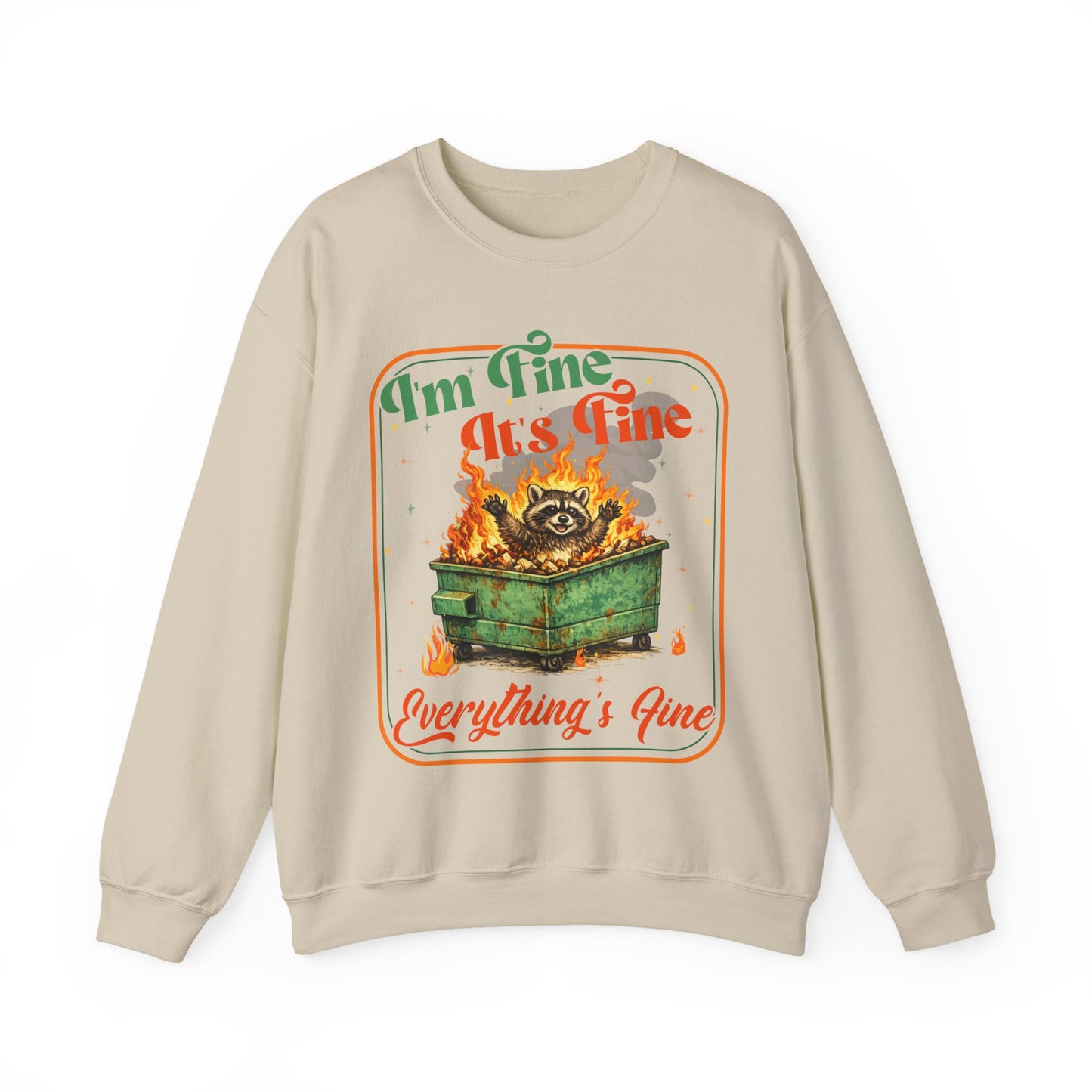 Retro dumpster fire crewneck, it's fine vintage premium unisex crewneck sweatshirt, heavy blend sweater, mothersdaygift, first time mom gift