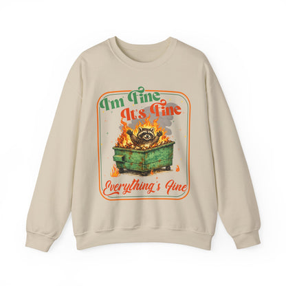 Retro dumpster fire crewneck, it's fine vintage premium unisex crewneck sweatshirt, heavy blend sweater, mothersdaygift, first time mom gift