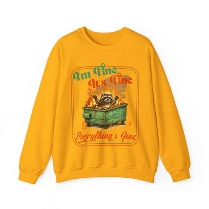 Retro dumpster fire crewneck, it's fine vintage premium unisex crewneck sweatshirt, heavy blend sweater, mothersdaygift, first time mom gift