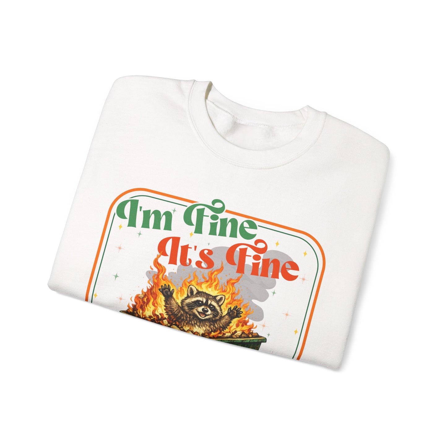 Retro dumpster fire crewneck, it's fine vintage premium unisex crewneck sweatshirt, heavy blend sweater, mothersdaygift, first time mom gift