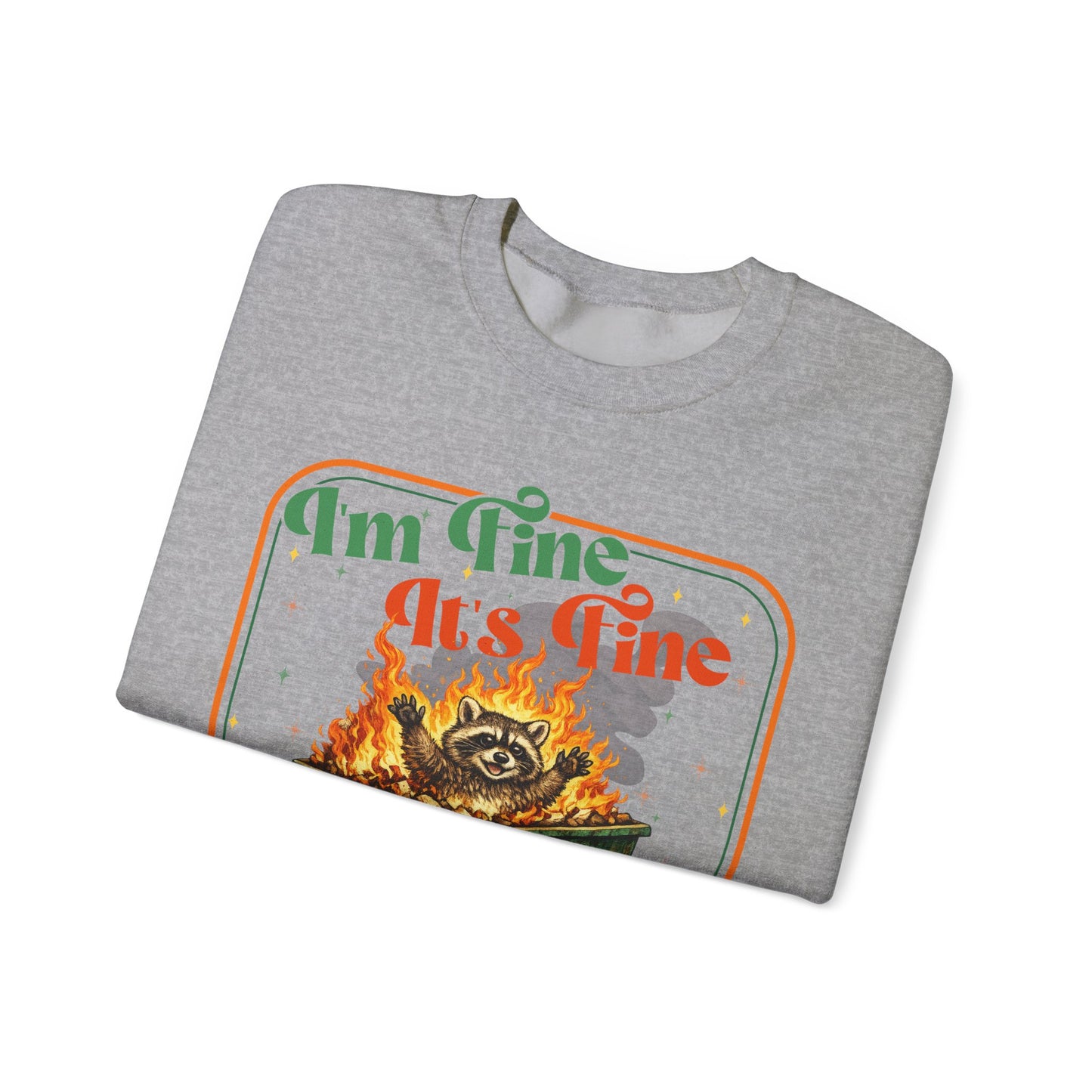 Retro dumpster fire crewneck, it's fine vintage premium unisex crewneck sweatshirt, heavy blend sweater, mothersdaygift, first time mom gift