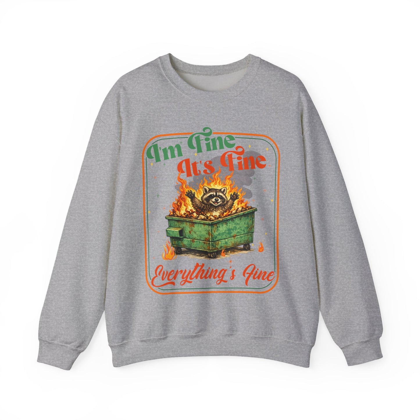 Retro dumpster fire crewneck, it's fine vintage premium unisex crewneck sweatshirt, heavy blend sweater, mothersdaygift, first time mom gift