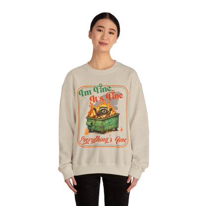 Retro dumpster fire crewneck, it's fine vintage premium unisex crewneck sweatshirt, heavy blend sweater, mothersdaygift, first time mom gift