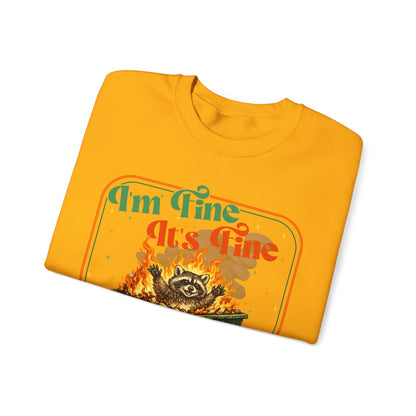 Retro dumpster fire crewneck, it's fine vintage premium unisex crewneck sweatshirt, heavy blend sweater, mothersdaygift, first time mom gift