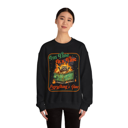 Retro dumpster fire crewneck, it's fine vintage premium unisex crewneck sweatshirt, heavy blend sweater, mothersdaygift, first time mom gift