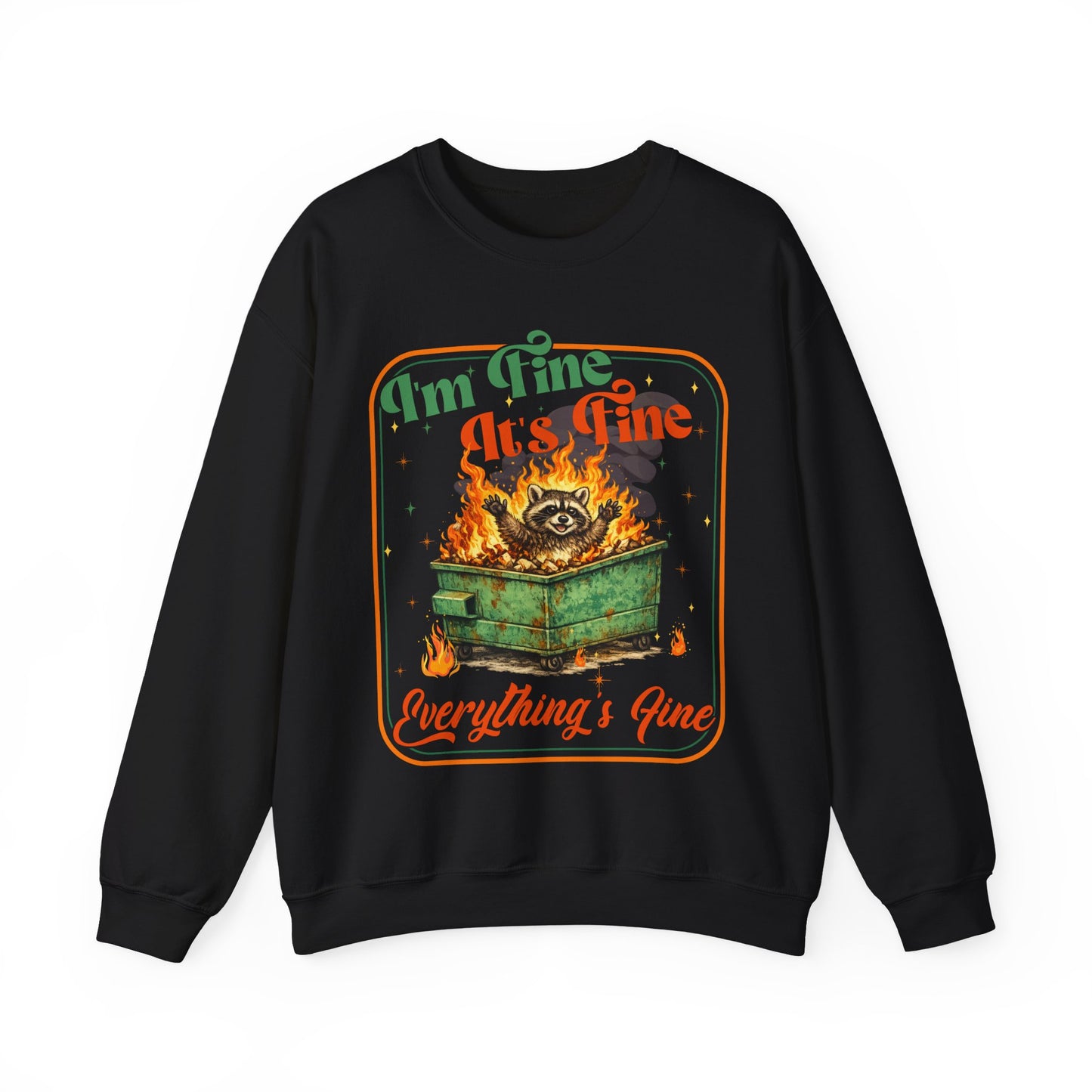 Retro dumpster fire crewneck, it's fine vintage premium unisex crewneck sweatshirt, heavy blend sweater, mothersdaygift, first time mom gift