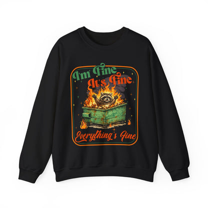 Retro dumpster fire crewneck, it's fine vintage premium unisex crewneck sweatshirt, heavy blend sweater, mothersdaygift, first time mom gift