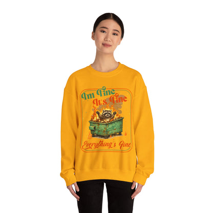 Retro dumpster fire crewneck, it's fine vintage premium unisex crewneck sweatshirt, heavy blend sweater, mothersdaygift, first time mom gift