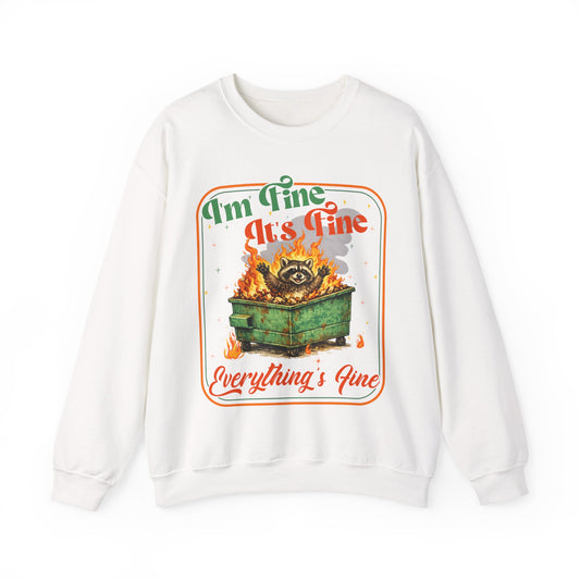 Retro dumpster fire crewneck, it's fine vintage premium unisex crewneck sweatshirt, heavy blend sweater, mothersdaygift, first time mom gift